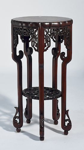CHINESE CARVED ROSEWOOD ROUND STANDChinese