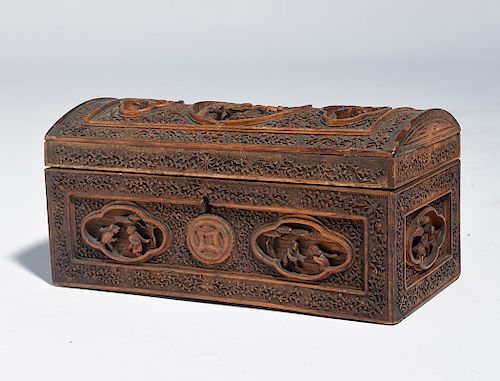 CARVED CHINESE DOME TOP BOXCarved 38a21a
