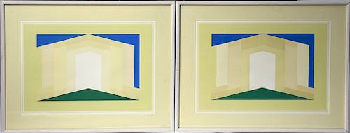 TWO ABSTRACT SERIGRAPHS, "DUX STRATTON"