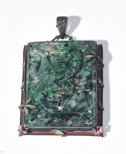CARVED JADE PLAQUE WITH PHOENIX 38a241