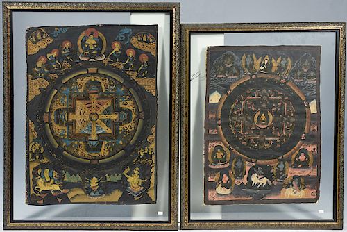 TWO INDIAN THANGKASTwo Indian thangkas  38a260