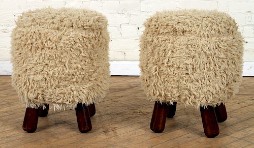 PAIR MODERN FURRY STOOLSA pair