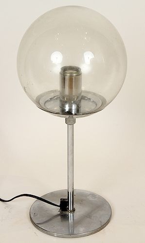 CHROME TABLE LAMP GLASS SPHERE FORM