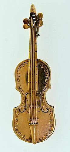 GOLD VIOLIN PIN1960 s 14K yellow 38a2c5