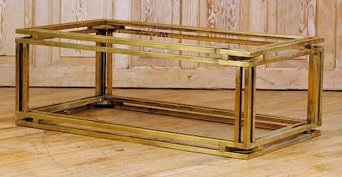 TWO TIER BRASS GLASS COFFEE TABLE