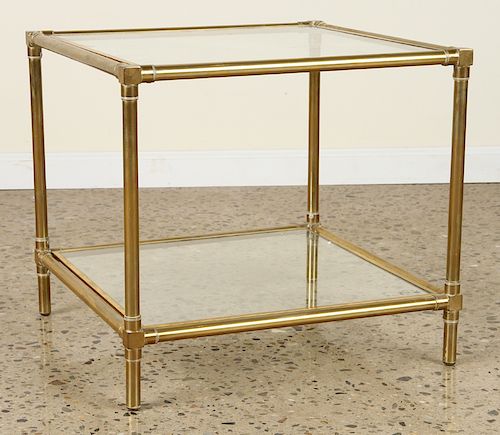 2 TIERED BRASS GLASS BAMBOO SIDE