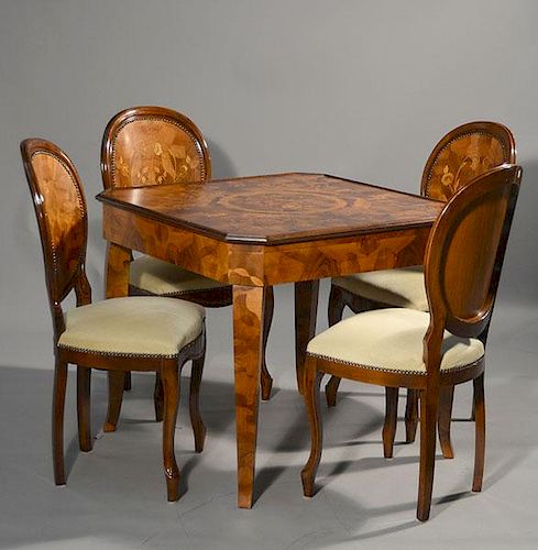 CARD TABLE WITH FOUR MATCHING CHAIRSCard