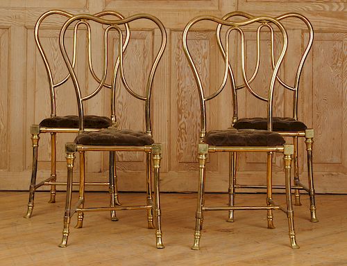 UNUSUAL SET 4 BRONZE SIDE CHAIRS 38a333