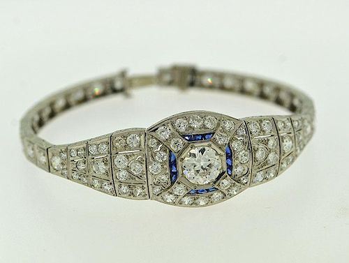 ART DECO DIAMOND SAPPHIRE BRACELETFine 38a33f