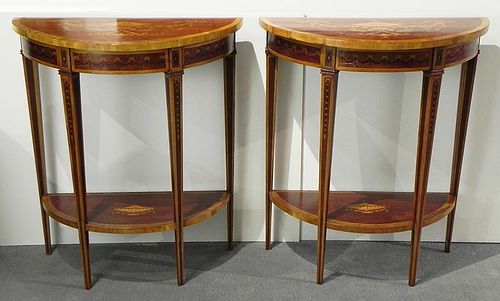 PAIR OF CONTINENTAL MAHOGANY DEMI