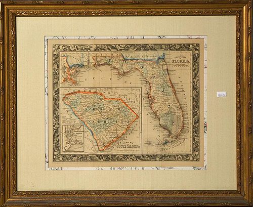 19TH C. MITCHELLS MAP OF FLORIDA19th