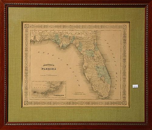 19TH C JOHNSONS MAP OF FLORIDA19th 38a3a6