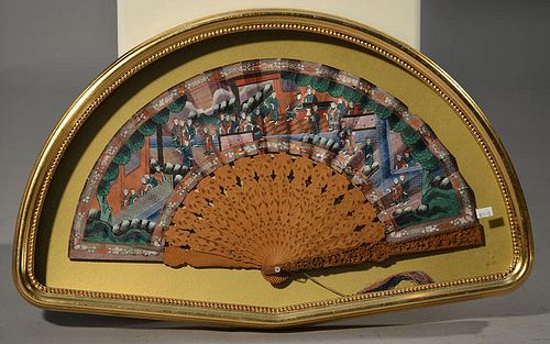 19TH C CHINESE EXPORT FAN19th 38a3b2