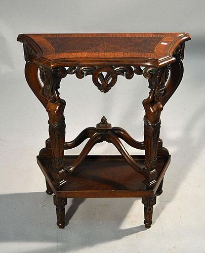 ITALIAN WALNUT FIGURAL SIDE TABLEItalian 38a3de