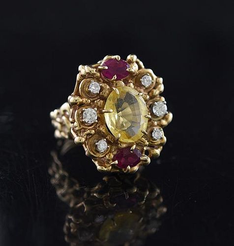 CITRINE RUBY AND DIAMOND RINGYellow 38a3f5