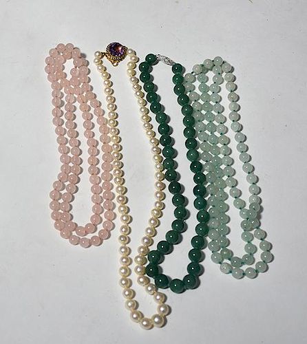 ASSORTED JADE PEARL ROSE QUARTZ 38a431