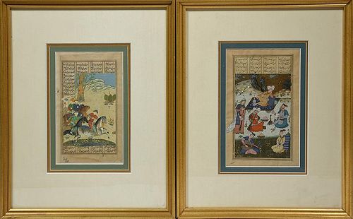 TWO PERSIAN PAINTINGS ON MANUSCRIPT