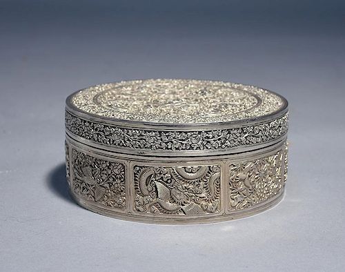 CHINESE EXPORT SILVER BOX19th C  38a4f6