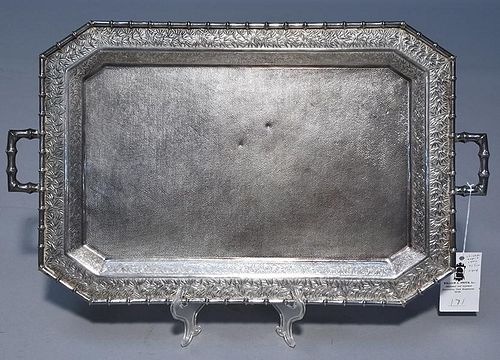 CHINESE EXPORT SILVER TRAY19th
