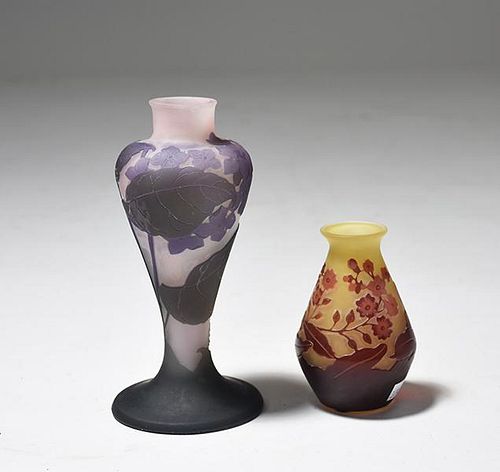 GALLE VASETwo small Galle vases,