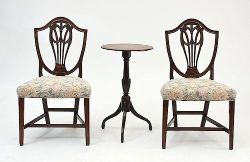 HEPPLEWHITE CHAIRS AND CANDLESTANDPair