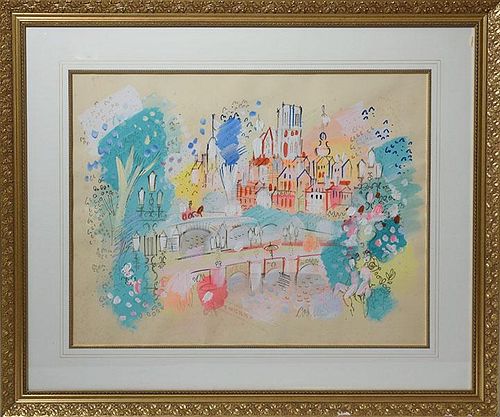 COBELLE SIGNED CITY SCAPEWatercolor/pastel,