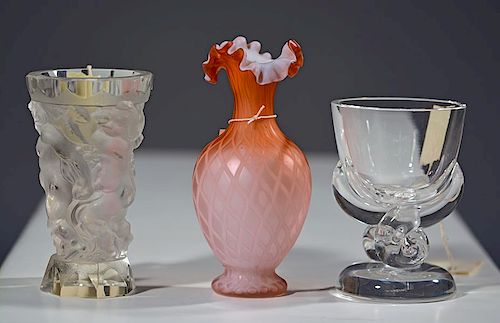 SELECTION OF THREE GLASS VASESThree