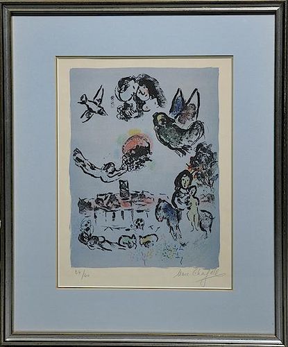 CHAGALL COLORED SERIGRAPH/SILKSCREENColored