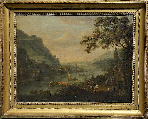 18TH C OIL ON CANVAS LANDSCAPE18th 38a637