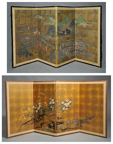 TWO 19TH C. JAPANESE SCREENSTwo