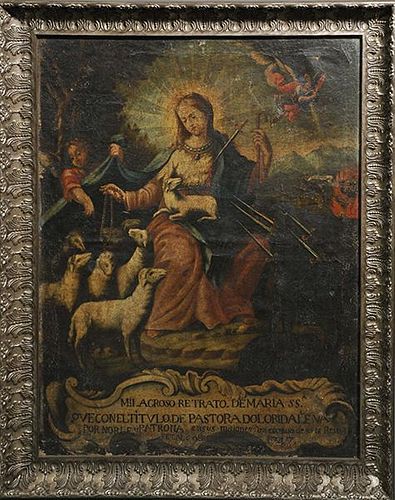 18TH C OIL ON CANVAS OF OUR LADY 38a66e