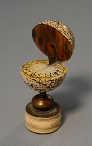 19TH C. MINIATURE IVORY WORLD GLOBE19th