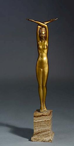 FRENCH ART DECO BRONZE NUDE FEMALE