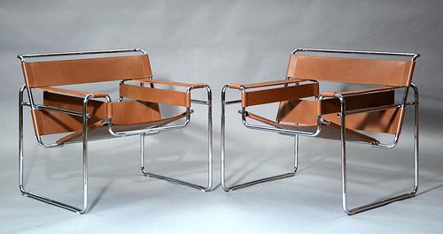 PAIR OF 20TH C. CHROME AND LEATHER