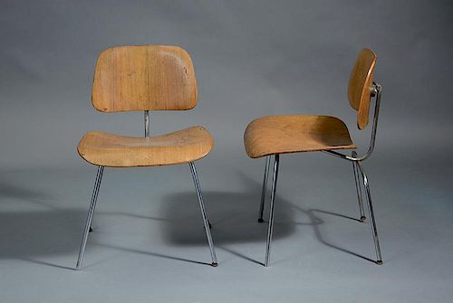 PAIR OF EAMES DESIGN DCM CHAIRS