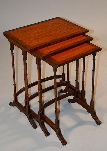 MAHOGANY AND SATINWOOD INLAY NEST