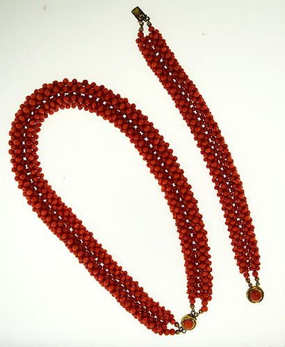 VICTORIAN 16 CORAL BEAD NECKLACE 38a77b