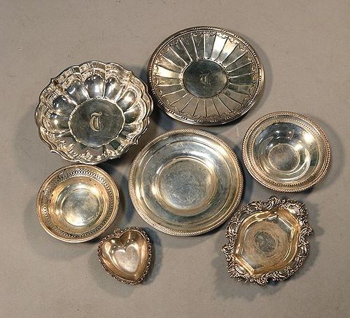 SEVEN STERLING BOWLS AND PLATES 31 OZSSeven
