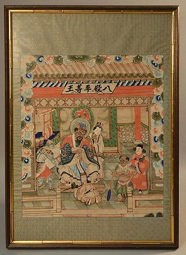 CHINESE 19TH C. WATERCOLOR AND