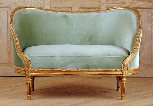 PETITE LOUIS XVI GILTWOOD UPHOLSTERED 38a7bf