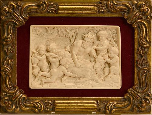 WELL CARVED 19TH C IVORY PLAQUE 38a7dd