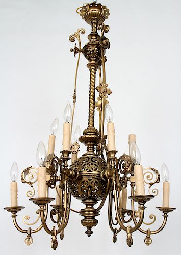 BRONZE 12 LIGHT 6 ARM CHANDELIER 38a7e0