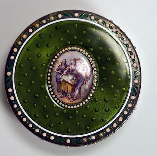 GOOD FRENCH STERLING ENAMEL BOX 38a7ed