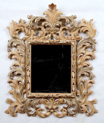 CARVED WOOD ITALIAN MIRROR BEVELED