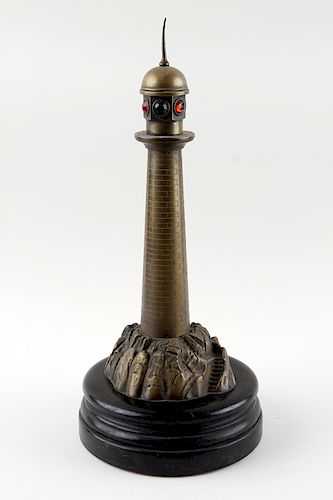 BRONZE TABLE LAMP FORM OF LIGHTHOUSE