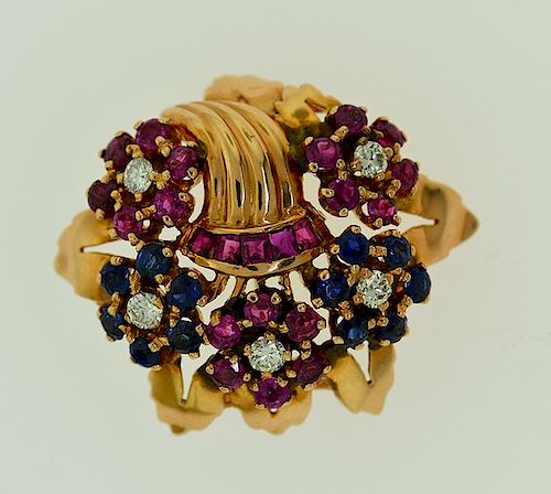 14K PINK GOLD RETRO RUBY SAPPHIRE 38a7fb