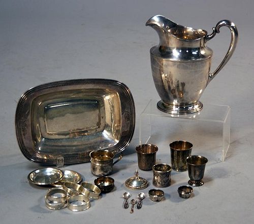 STERLING WATER PITCHER, WITH TWO STERLING