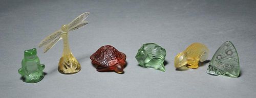 COLLECTION OF SIX LALIQUE COLORED