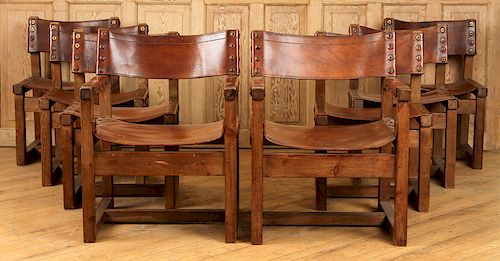 SET 8 FRENCH OAK LEATHER DINING 38a837