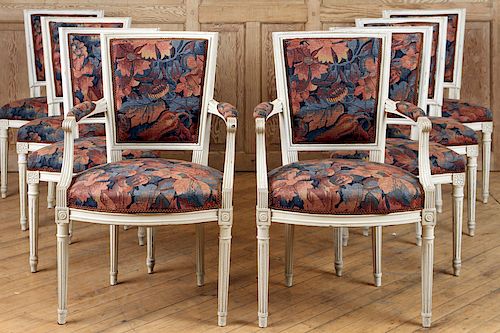 SET 6 PAINTED FRENCH SIDE CHAIRS 38a831